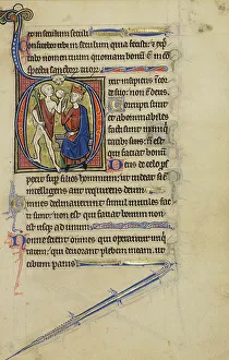 Stupid Prints: Initial D: David and the Fool; Wenceslaus Psalter, about 1250-1260. Creator: Unknown