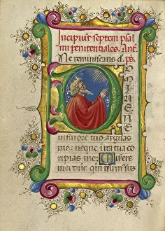 Taddeo Da Ferrara Prints: Initial D: David in Prayer, about 1469. Creator: Taddeo Crivelli