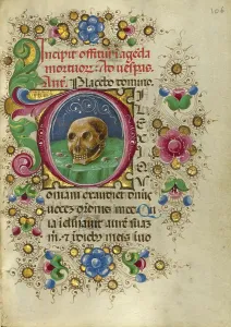 Andrea Gualengo Prints: Initial D: A Skull in a Rocky Field; Gualenghi-d'Este Hours