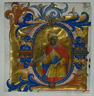 Initial D[eus in loco] with a Prophet Excised from a Gradual, 1409-10. Creator: Lorenzo Monaco