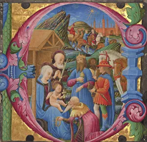 Tempera And Gold Prints: Initial E: The Adoration of the Magi, 1470s. Creator: Franco dei Russi