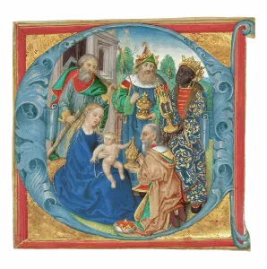 Magi Prints: Initial E: The Adoration of the Magi, about 1475-1500. Creator: Unknown