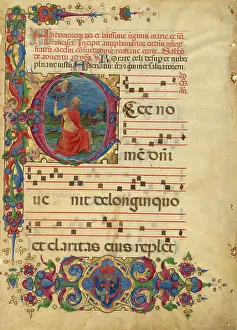 Hymn Book Prints: Initial E: David Lifting up His Soul to God, about 1455-1461. Creator: Franco dei Russi