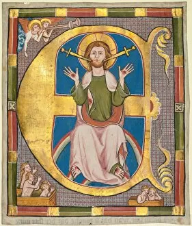 And Gold On Parchment Gallery: Initial E from a Municipal Law Book: The Last Judgment, c. 1330. Creator: Unknown