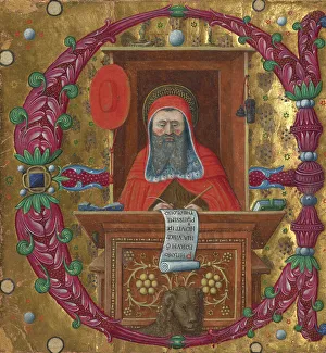 Hymn Book Prints: Initial E: Saint Jerome in His Study, about 1470-1480. Creator: Master of the Birago Hours