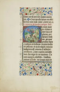 Initial G: Saint George and the Dragon; Llangattock Hours, 1450s. Creator: Master of the Llangattock Hours