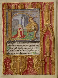 Initial H: David in Prayer; Book of Hours, about 1500. Creator: Workshop of Gerard Horenbout
