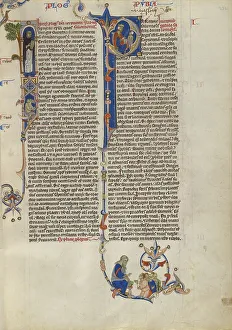 Dominican Prints: Initial I: Dominican friar with a book: Initial P: Solomon Instructing Pupil