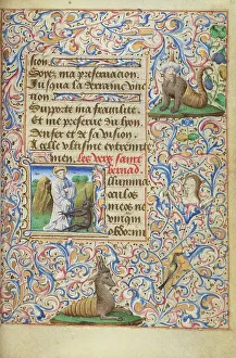 Intricately Prints: Initial I: Saint Bernard Disputing with the Devil; Hours of Simon de Varie