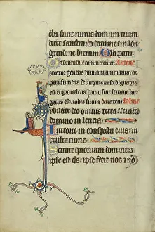 Harpist Prints: Initial J: David Playing the Harp and Two Persons Praying; Ruskin Hours