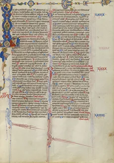 Harpist Prints: Initial L: David Playing the Harp; Abbey Bible, about 1250-1262. Creator: Unknown