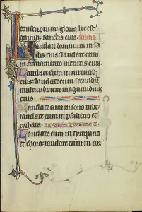 Harpist Prints: Initial L: Two Men Playing a Harp and a Hand Organ; Ruskin Hours