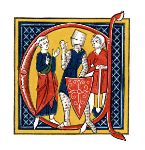 Images Dated 23rd May 2006: Initial letter C, early 14th century, (1843).Artist: Henry Shaw
