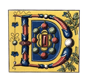 Henry Shaw Gallery: Initial letter D, 15th century, (1843).Artist: Henry Shaw