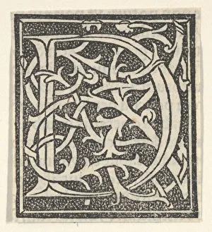 Initial letter D on patterned background, 1520. 1520. Creator: Anon
