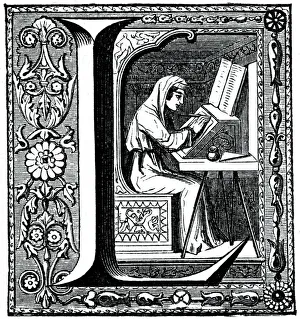 Initial letter L, (1870)