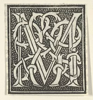 Initial letter M on patterned background, 1520. 1520. Creator: Anon
