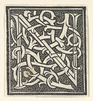 Letter N Prints: Initial letter N on patterned background, 1520. 1520. Creator: Anon