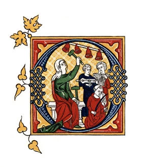 Images Dated 23rd May 2006: Initial letter O, 14th century, (1843).Artist: Henry Shaw