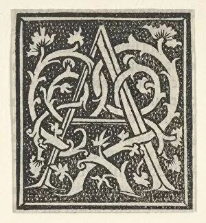 Initial letter A on patterned background, 1520. 1520. Creator: Anon
