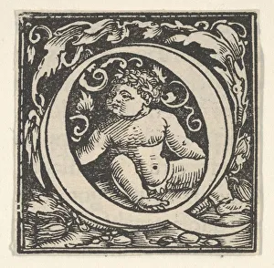 Initial letter Q with putto, ca. 1538. Creator: Heinrich Vogtherr Initial letter Q with putto, ca. 1538. Creator: Heinrich Vogtherr