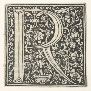 Letter R Prints: Initial letter R with floral pattern, 1496. 1496. Creator: Anon