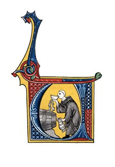 Images Dated 23rd May 2006: Initial letter U, early 14th century, (1843).Artist: Henry Shaw