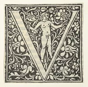 Initial letter V with putto, 1496. 1496. Creator: Anon