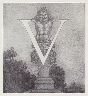 Herm Collection: Initial Letter V (Satyr) to Volpone, 1898. Creator: Aubrey Beardsley