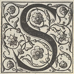 Letters Gallery: Initial letters with garlands, mid-16th century. Creator: Unknown