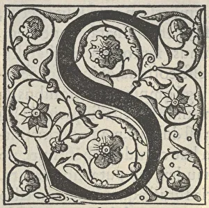 Images Dated 10th November 2020: Initial letters with garlands, mid-16th century. Creator: Unknown