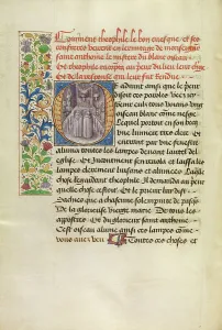 Anthony The Great Prints: Initial O: The Miracle of the Birds above the Hermitage Altar