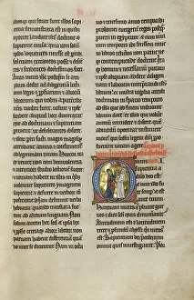 Initial O: A Prophet Instructing a Woman with a Mirror; Marquette Bible, about 1270. Creator: Unknown