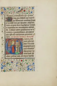 Palm Frond Prints: Initial O: Saint Barbara before a Tower; Llangattock Hours