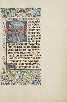 Paddling Prints: Initial O: Saint Christopher Carrying the Christ Child; Llangattock Hours