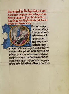 Good Versus Evil Prints: Initial O: A Woman on her Deathbed with the Virgin and Child and Devils; Book of Hours
