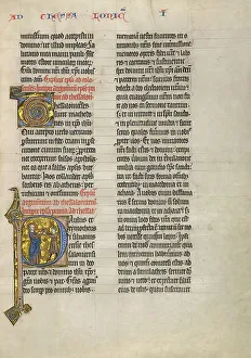 Spiral Prints: Initial P: Saint Paul Giving a Book to a Messenger; Concluding Volume of a Bible