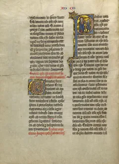 Initial P: Saint Paul Giving a Book to a Messenger; Concluding Volume of a Bible, about 1260-1270. Creator: Unknown