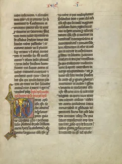 Tempera Gold Leaf And Pen And Black Ink Prints: Initial P: Saint Peter Speaking to a Group from Judah; Concluding Volume of a Bible