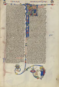 Crutch Prints: Initial P: Saints Paul and Barnabas with a Disabled Person at Lystra; Abbey Bible