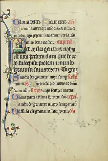 Initial P: The Virgin Mary Taking the Hand of a Person Raised from the Dead; Ruskin Hours, about 1300 Creator: Unknown