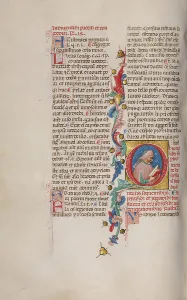 Letter Q Prints: Initial Q: Bust Portrait of a Man, early 15th century. Creator: Cristoforo Cortese