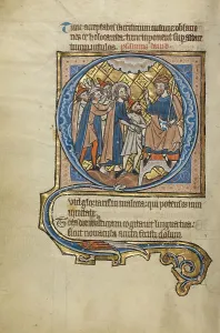 Pilate Prints: Initial Q: Christ before Pilate; Psalter, mid-1200s. Creator: Unknown