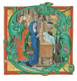 Initial Prints: Initial S: The Presentation in the Temple, about 1475-1500. Creator: Unknown