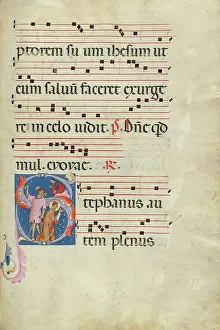 St Stephen Prints: Initial S: The Stoning of Saint Stephen; Antiphonal