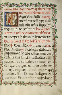 Missal Prints: Initial T: A Priest Celebrating Mass; Missal of Bishop Antonio Scarampi
