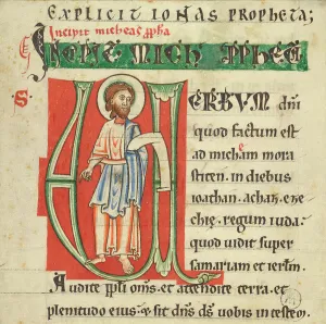 Initial Prints: Initial V: Micah; Bible, about 1131-1165. Creator: Unknown