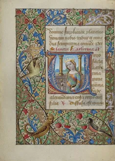 Georges Trubert Prints: Initial V: Saint Catherine; Book of Hours, about 1480-1490. Creator: Georges Trubert