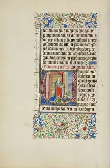 St Catherine Prints: Initial V: Saint Catherine Holding a Sword over a King; Llangattock Hours