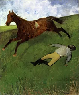 Sportsmen Prints: The injured jockey, 1897. Creator: Edgar Degas